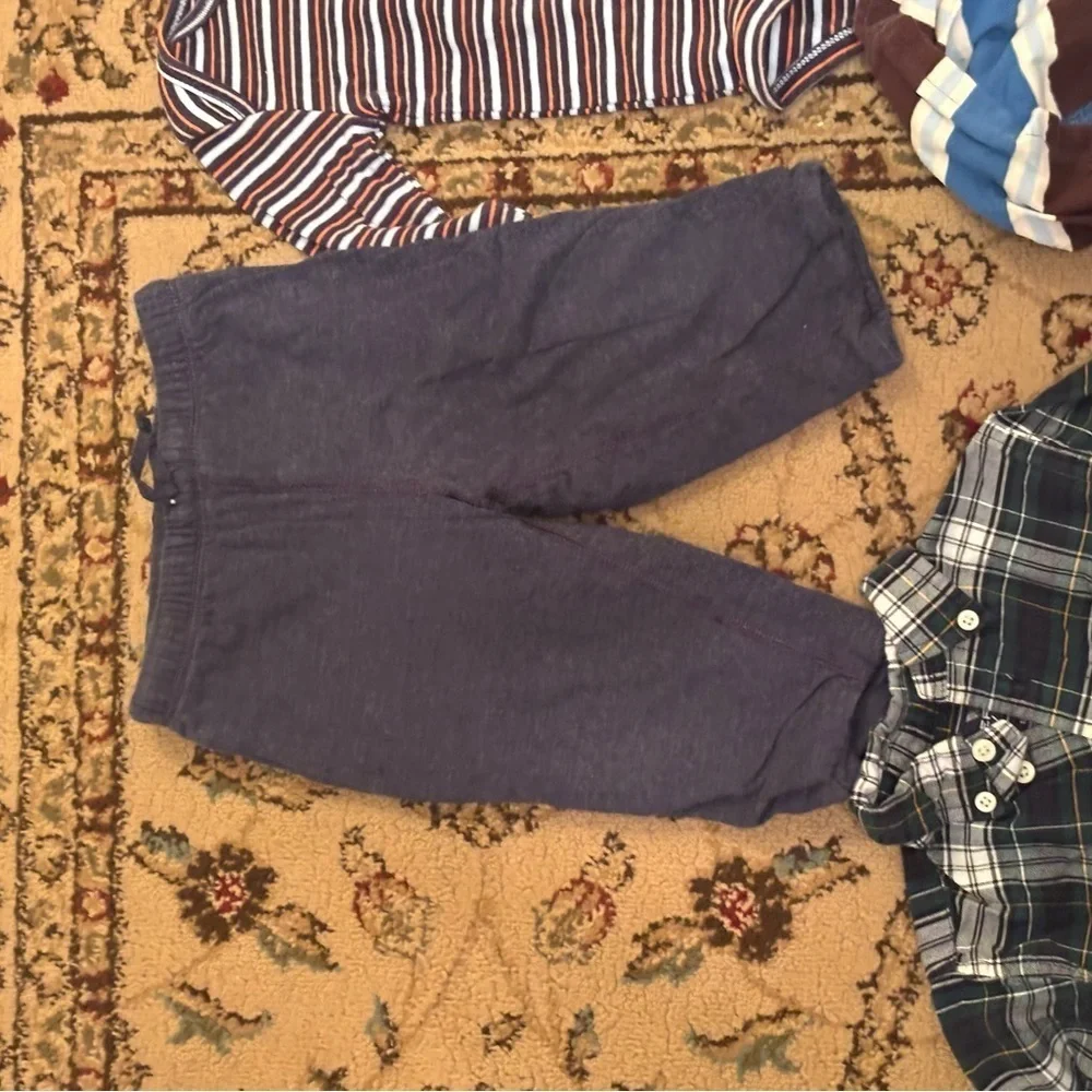 Baby Clothing Set with Stripes and Plaid lot of 8 sizes ranging from 6-12 months